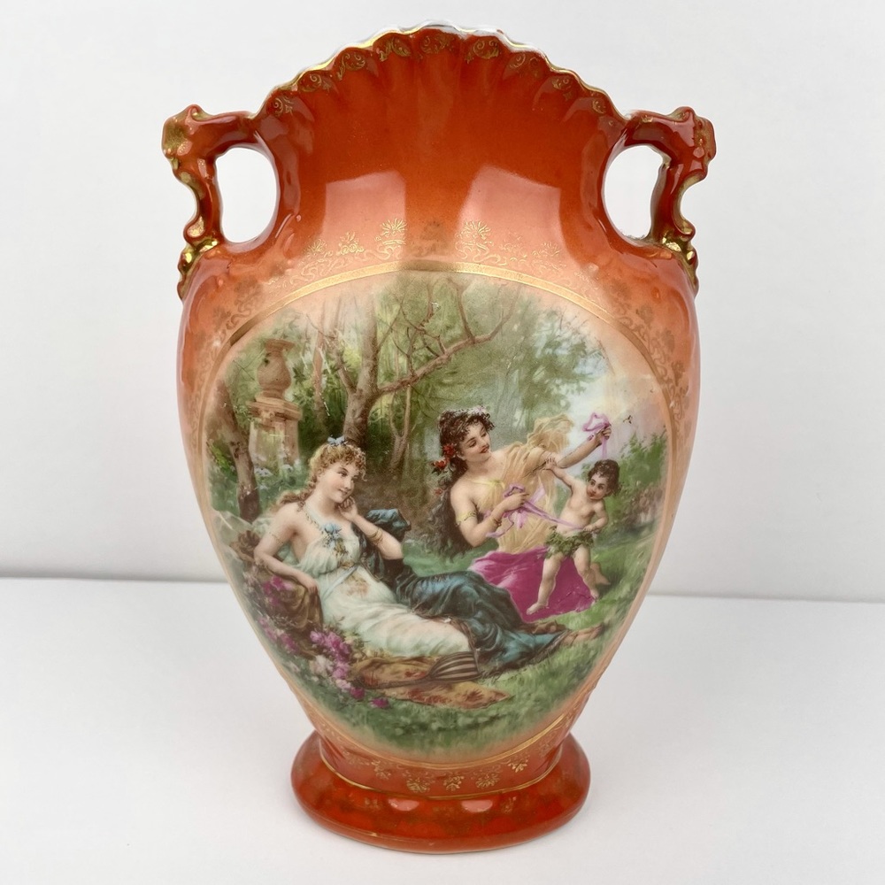 Antique Victoria Austria Porcelain Vase - Painted